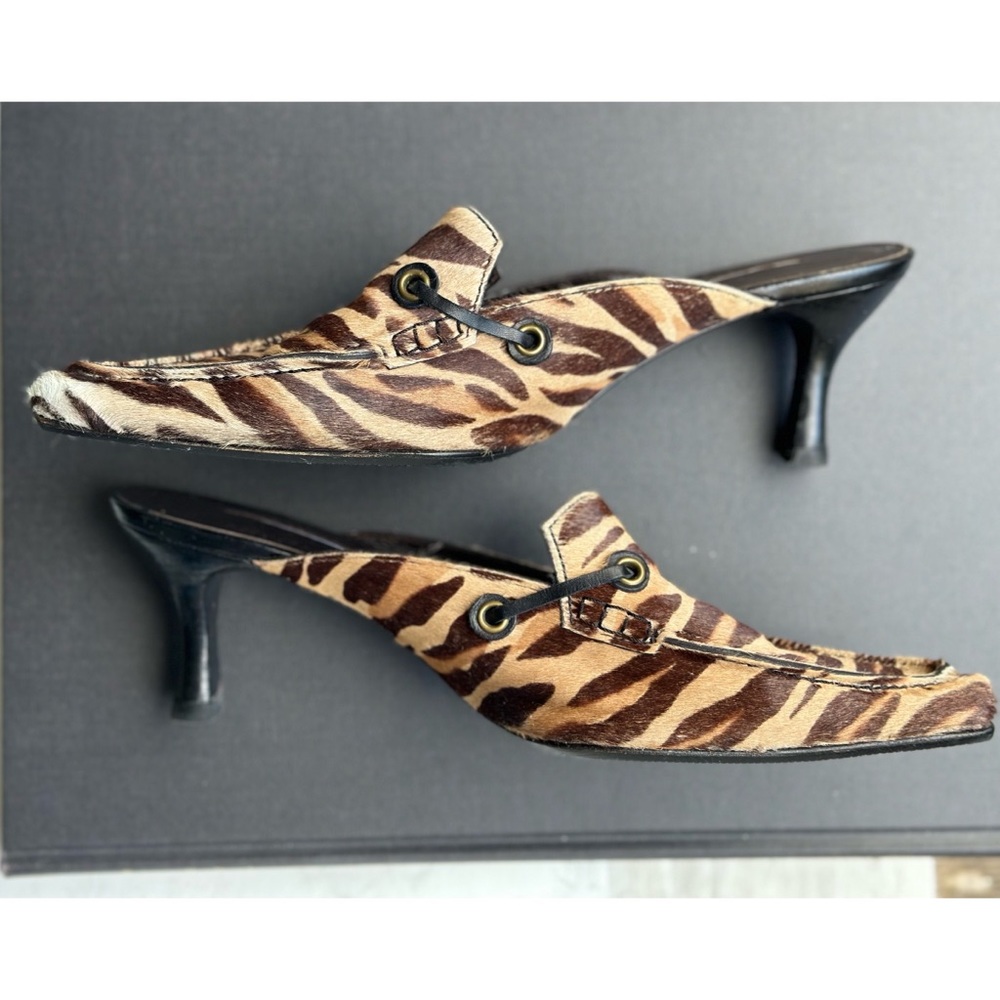 Donald J Pliner Leopard Pony Hair Mules - size 8